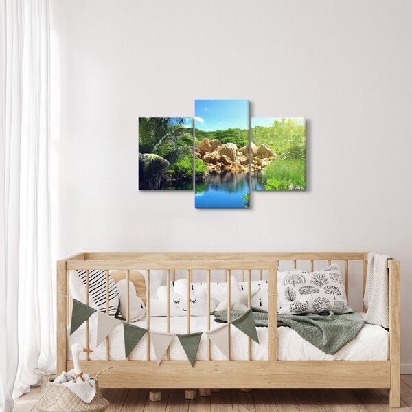 Slika jezera u džungli Sejšela (90x60 cm)