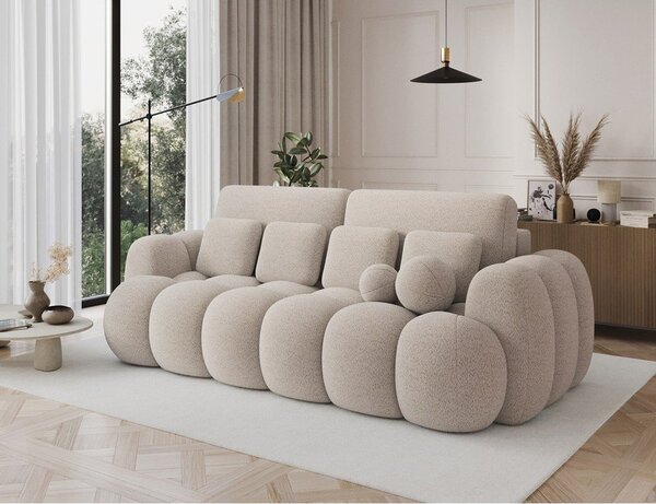 Bež sklopiva sofa od bouclé tkanine 256 cm Cotonn – ELTAP