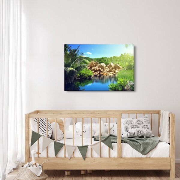 Slika jezera u džungli Sejšela (90x60 cm)