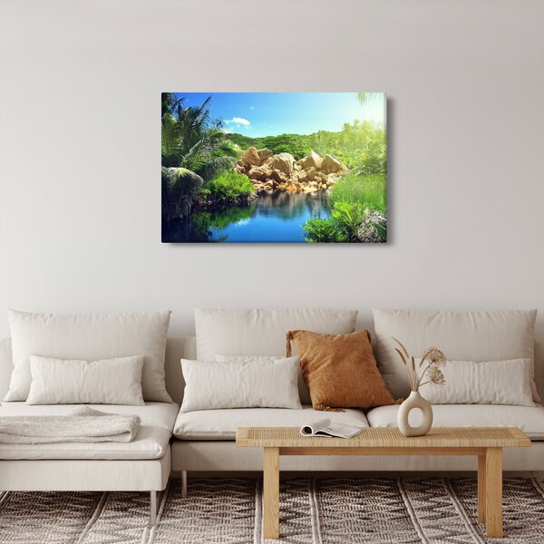 Slika jezera u džungli Sejšela (90x60 cm)