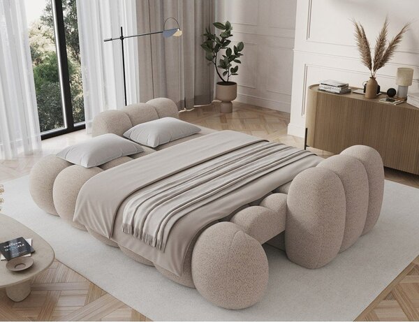 Bež sklopiva sofa od bouclé tkanine 256 cm Cotonn – ELTAP