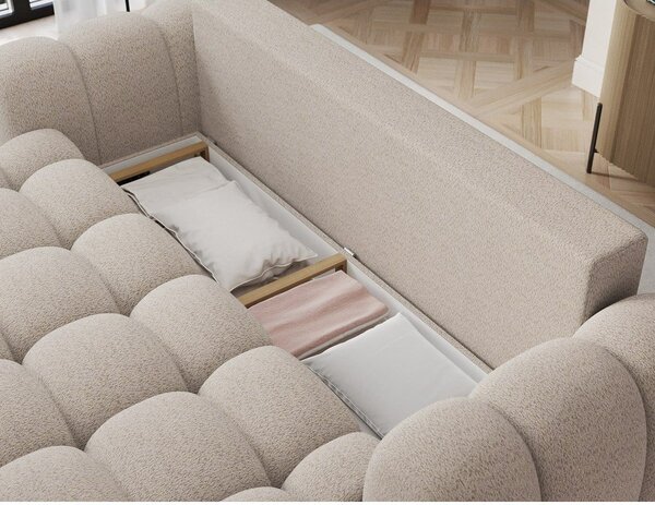 Bež sklopiva sofa od bouclé tkanine 256 cm Cotonn – ELTAP