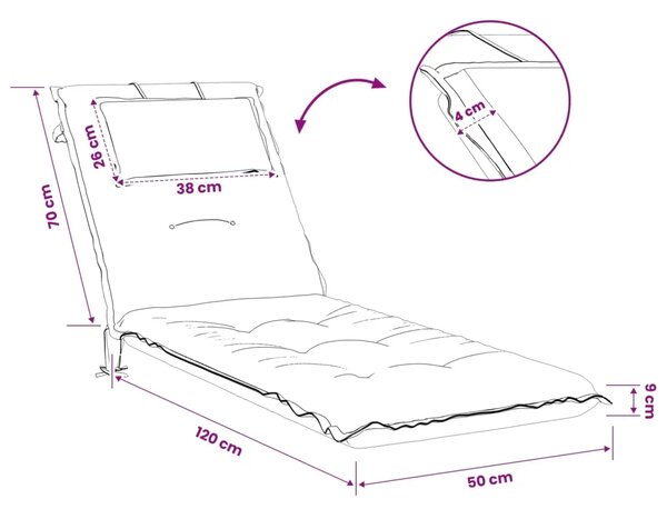 Jastučić za ležaljku GEMERT 100% poliester Crna 190 x 50 x 9 cm - Crna 190 x 50 x 9 cm Melange