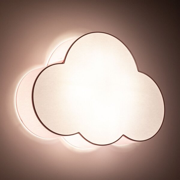TK Lighting Stropna svjetiljka Cloud, ružičasta, duljine 63 cm, tekstil, oblak, E27, prigušiva, Ružičasta ruža, rasadnik, Tkanina / tekstil