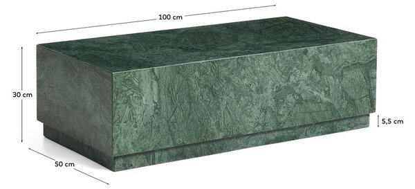 Zeleni mramorni stolić za kavu 50x100 cm Sorein – Kave Home