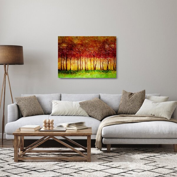 Staklena slika - Naslikana listopadna šuma (70x50 cm)