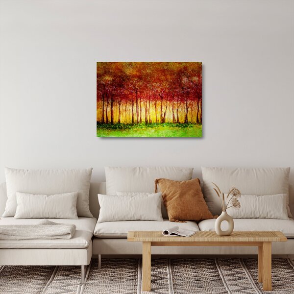 Staklena slika - Naslikana listopadna šuma (70x50 cm)