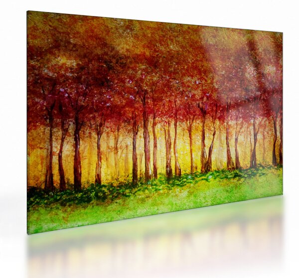 Staklena slika - Naslikana listopadna šuma (70x50 cm)