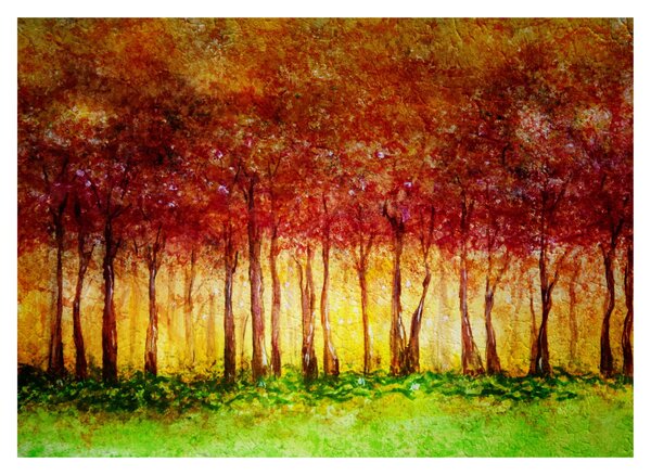 Staklena slika - Naslikana listopadna šuma (70x50 cm)