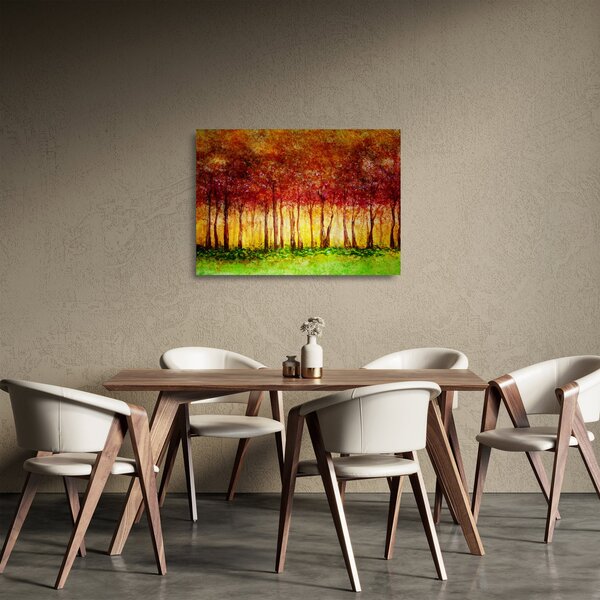 Staklena slika - Naslikana listopadna šuma (70x50 cm)