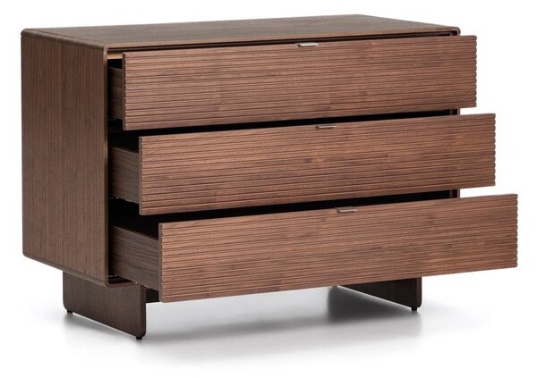 Komoda u dekoru oraha u tamnoj prirodnoj boji 101x75x50 cm Norlen – Kave Home