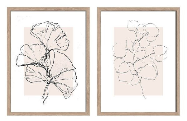 Tiskane slike u setu 2 kom s okvirom 30x40 cm Floral Set – Styler