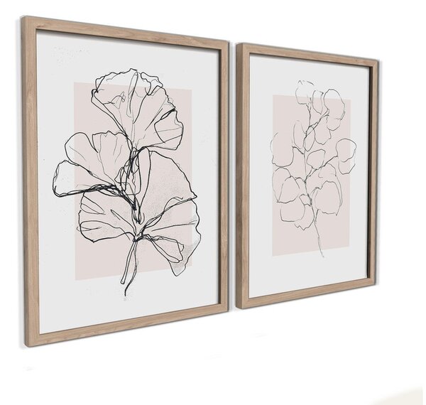 Tiskane slike u setu 2 kom s okvirom 30x40 cm Floral Set – Styler