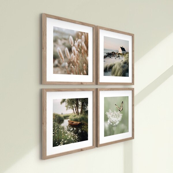Tiskane slike u setu 4 kom s okvirom 30x30 cm Subtle Nature – Styler