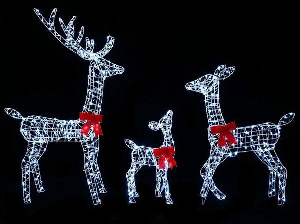 Božićna LED obitelj sobova 700 LED lampica Hladno bijela - Prozirni konop