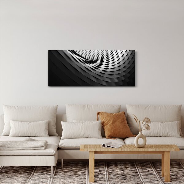 Apstraktna slika - crno-bijela spirala (120x50 cm)