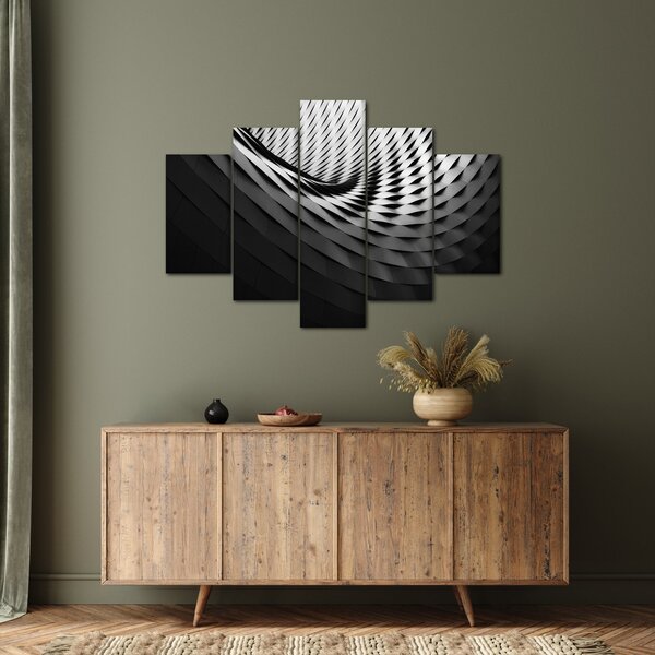 Apstraktna slika - crno-bijela spirala (150x105 cm)