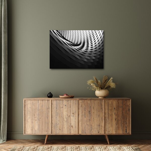 Apstraktna slika - crno-bijela spirala (70x50 cm)