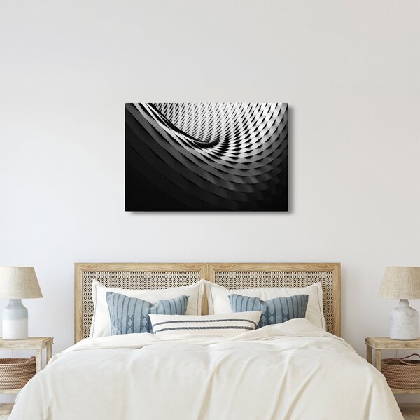 Apstraktna slika - crno-bijela spirala (90x60 cm)