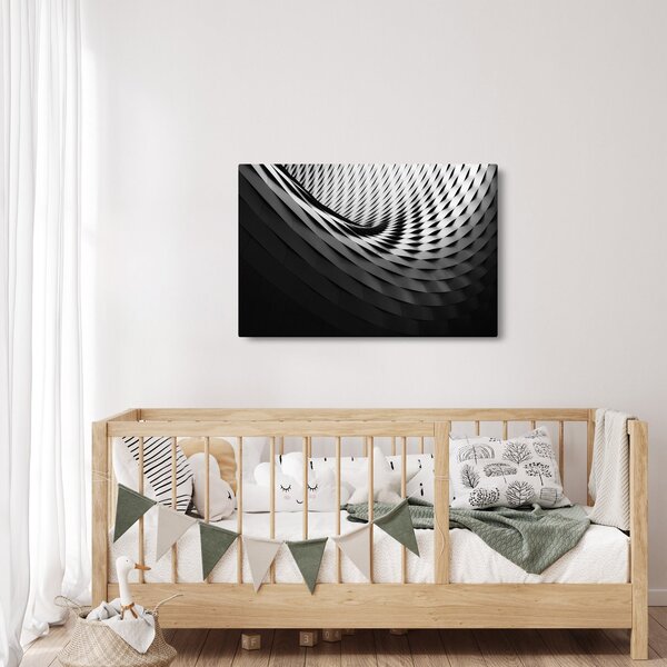 Apstraktna slika - crno-bijela spirala (90x60 cm)