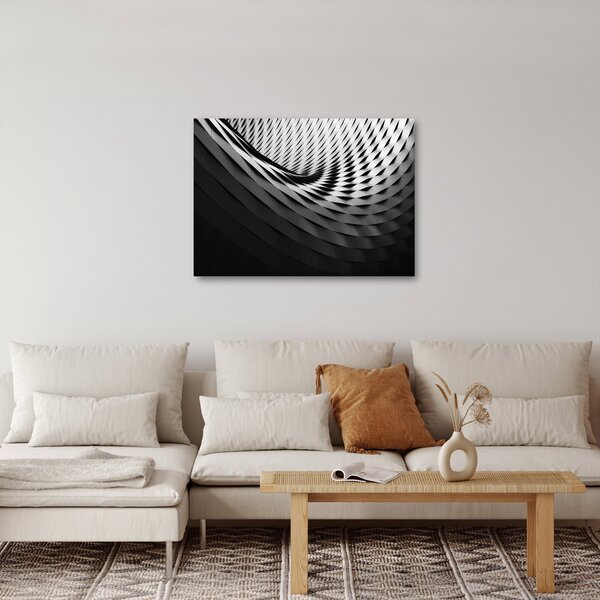 Apstraktna slika - crno-bijela spirala (70x50 cm)
