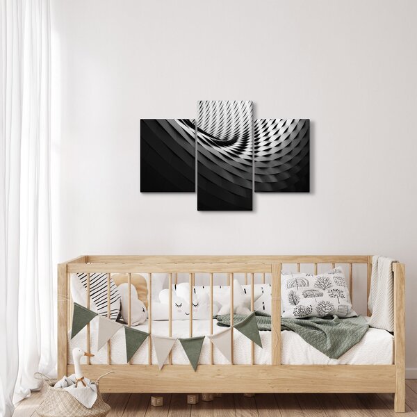 Apstraktna slika - crno-bijela spirala (90x60 cm)