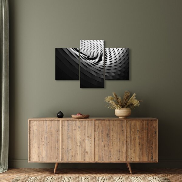 Apstraktna slika - crno-bijela spirala (90x60 cm)