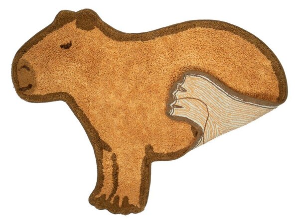 Smeđi pamučan dječji tepih 52x68 cm Capybara – Sass & Belle