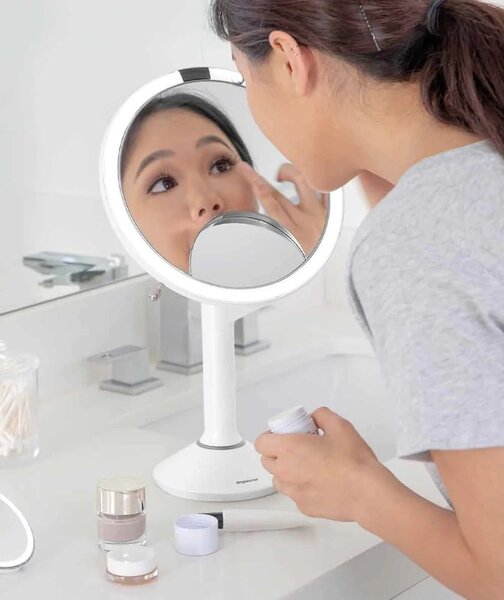 Kozmetičko ogledalo s osvjetljenjem/povećavajuće (5x) ø 20 cm Sensor Trio – simplehuman