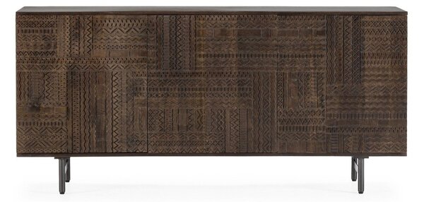 Tamno smeđa komoda od masivnog manga 160x75x40 cm Kalai – MOME