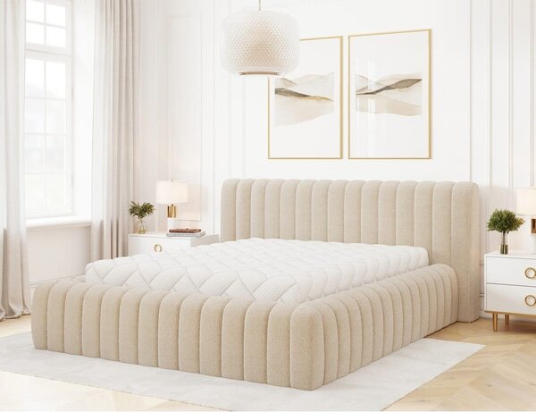 Bež tapecirani bračni krevet s prostorom za odlaganje s podnicom 180x200 cm Carilla – ELTAP