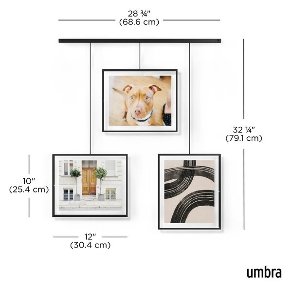 Crni metalni viseći okviri u setu 3 kom 73x82 cm Exhibit – Umbra