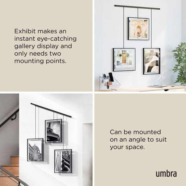 Crni metalni viseći okviri u setu 3 kom 73x82 cm Exhibit – Umbra