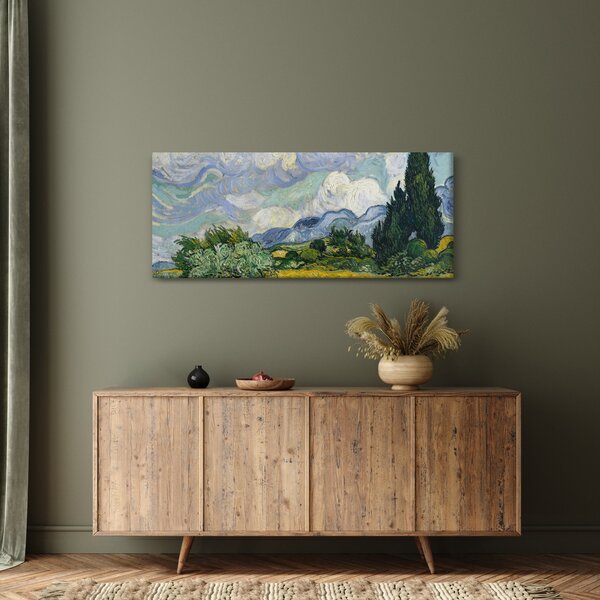 Slika - Vincent van Gogh, Wheat Field with Cypresses, reprodukcije (120x50 cm)
