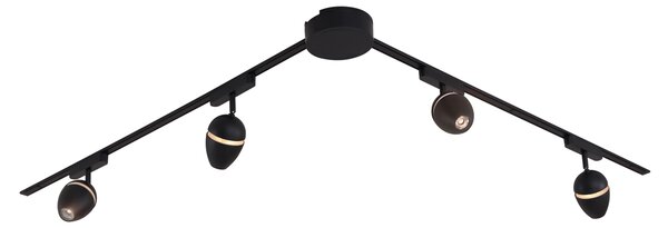 Moderni sustav rasvjete na tračnicama s 4 crna reflektora 1-fazni - Magnetic Eggy