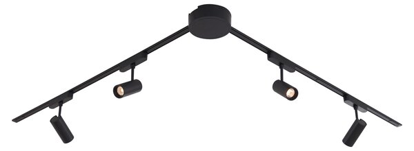 Moderni sustav tračnica za rasvjetu s 4 crna reflektora, 1-fazni, 200 cm - Magnetic Gert