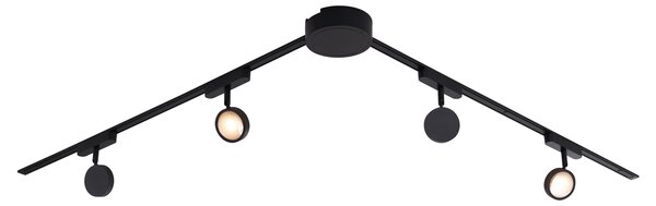Moderni sustav tračnica za rasvjetu s 4 crna reflektora, jednofazni - Magnetic Lance