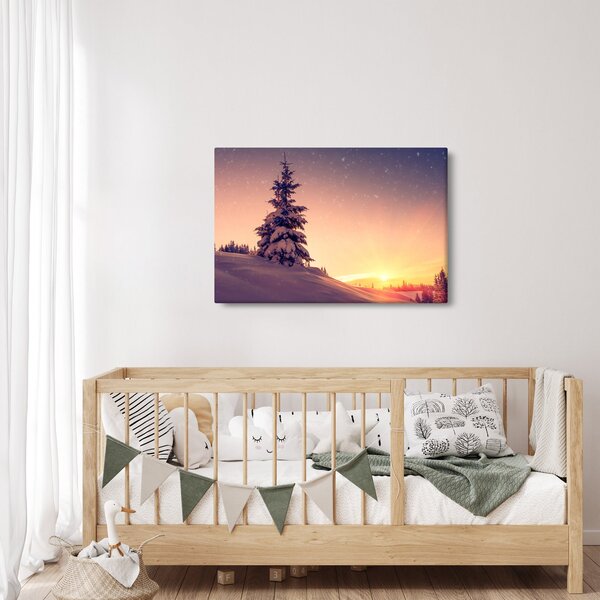 Slika snježnog stabla na livadi (90x60 cm)