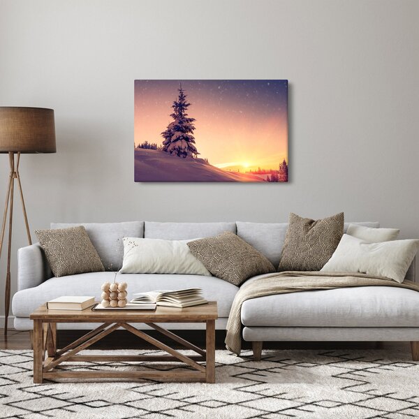 Slika snježnog stabla na livadi (90x60 cm)