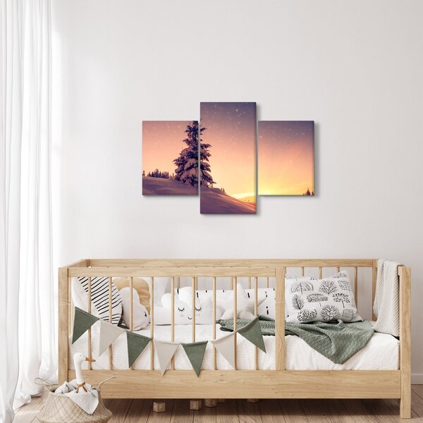 Slika snježnog stabla na livadi (90x60 cm)