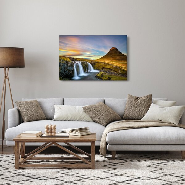 Slika planina i slapova na Islandu (90x60 cm)