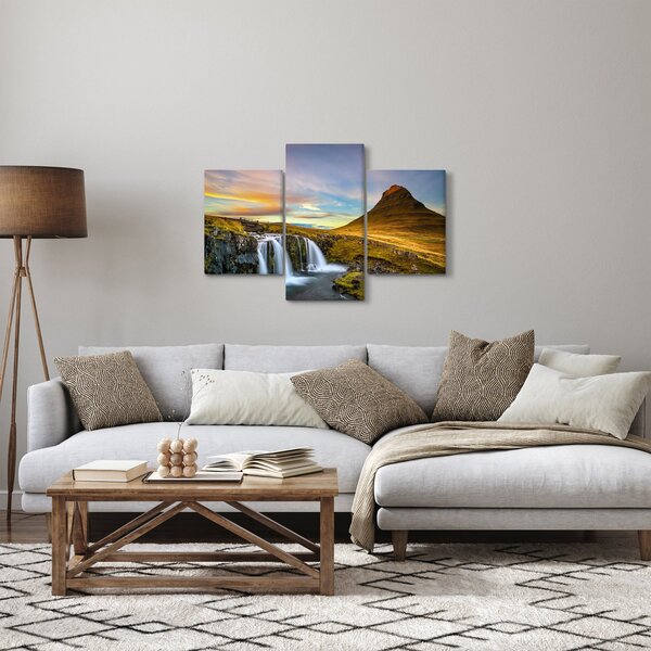 Slika planina i slapova na Islandu (90x60 cm)