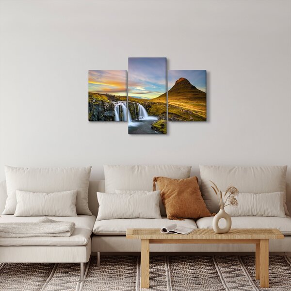 Slika planina i slapova na Islandu (90x60 cm)