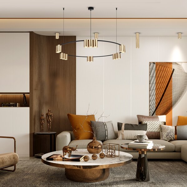 Viseća lampa (krug) GENESIS CRNO ZLATO 15xGU10