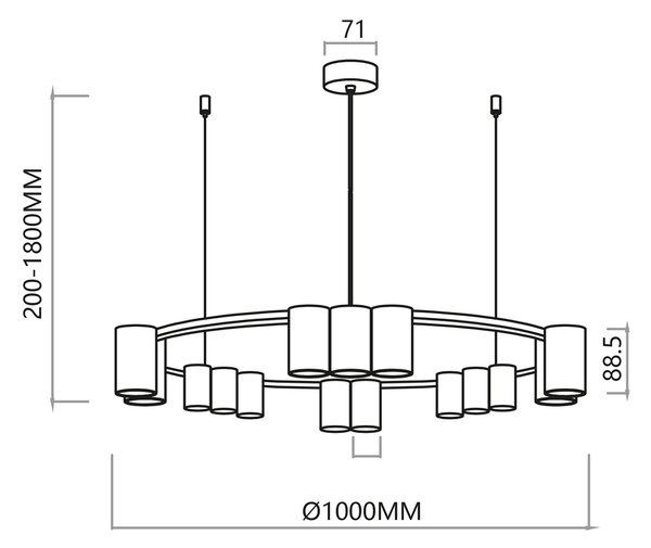 Viseća lampa (krug) GENESIS CRNO ZLATO 15xGU10