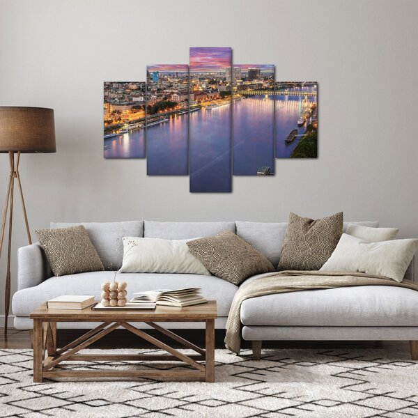Slika noćnog grada Bratislave s rijekom (150x105 cm)