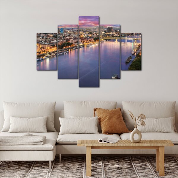 Slika noćnog grada Bratislave s rijekom (150x105 cm)