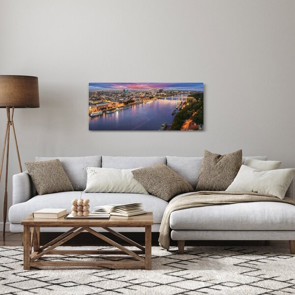 Slika noćnog grada Bratislave s rijekom (120x50 cm)