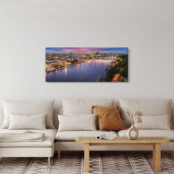 Slika noćnog grada Bratislave s rijekom (120x50 cm)