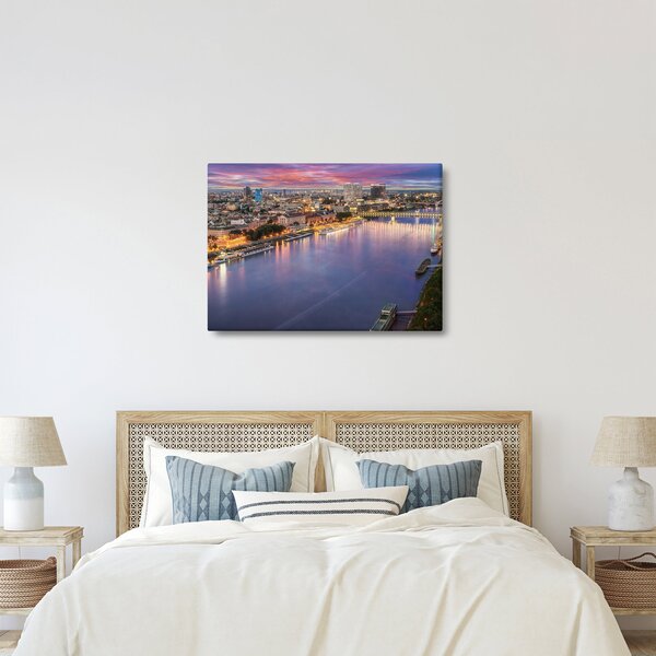 Slika noćnog grada Bratislave s rijekom (70x50 cm)
